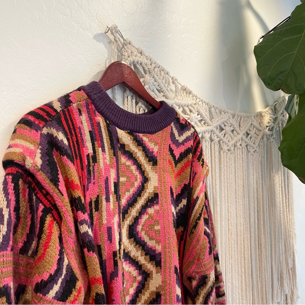 Farm Rio Boho Multicolor Striped Patchwork Knit S… - image 8